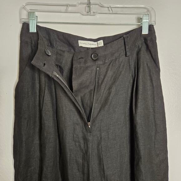 Anthropologie Faithful The Brand Circa Pant Black Linen Wide Leg Minimalist Chic - Picture 6 of 13